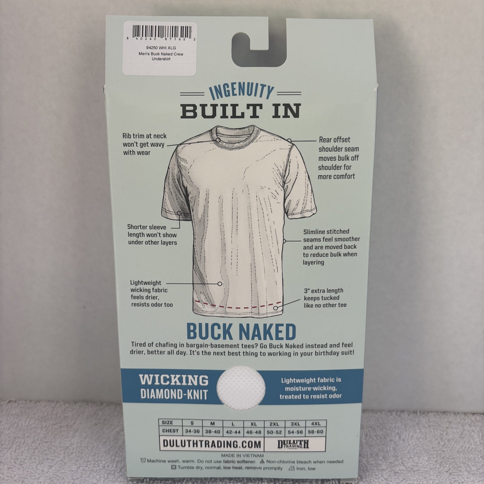 Duluth Trading Co Men's White Go Buck Naked Performance Crew Undershirt Size XL gallery