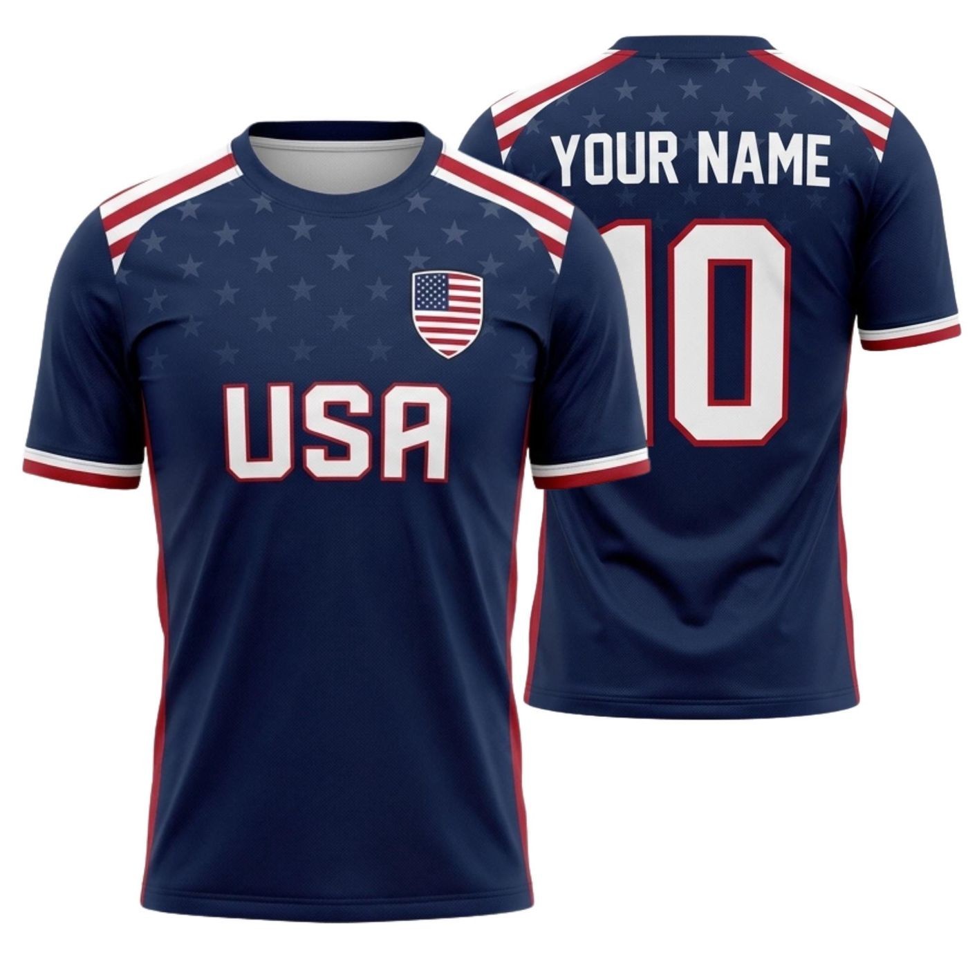 Custom USA Soccer Jersey 3D Shirt Personalized Name Number Football Tee