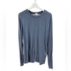 Armani Collezioni Blue Geo-Printed Long Sleeve Viscose T Shirt Size EU M/ US S