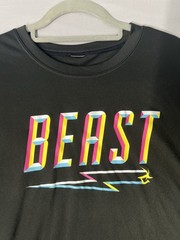 Mr BEAST T Shirt Athletic Poly SHORT Sleeve Crew Neck Size Medium Men Black EUC