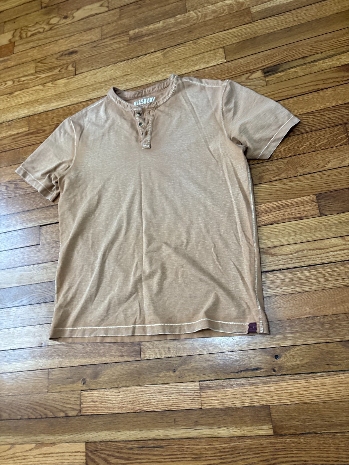 Alesbury Men’s Dyed Washed Grunge Henley Short Sleeves T Shirt Large Orange gallery