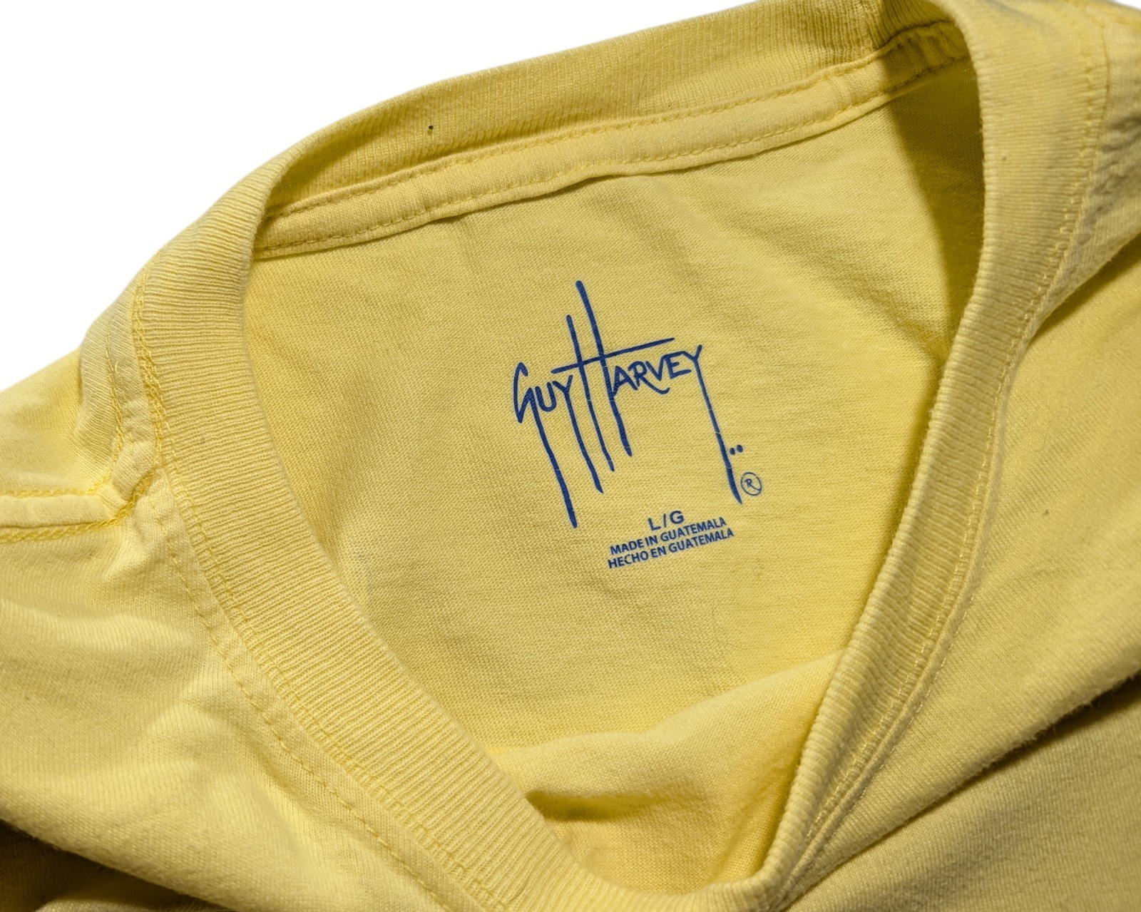 Guy Harvey Tee Shirt Yellow Nautical Fish Beach Life Pocket Tee Mens Large gallery