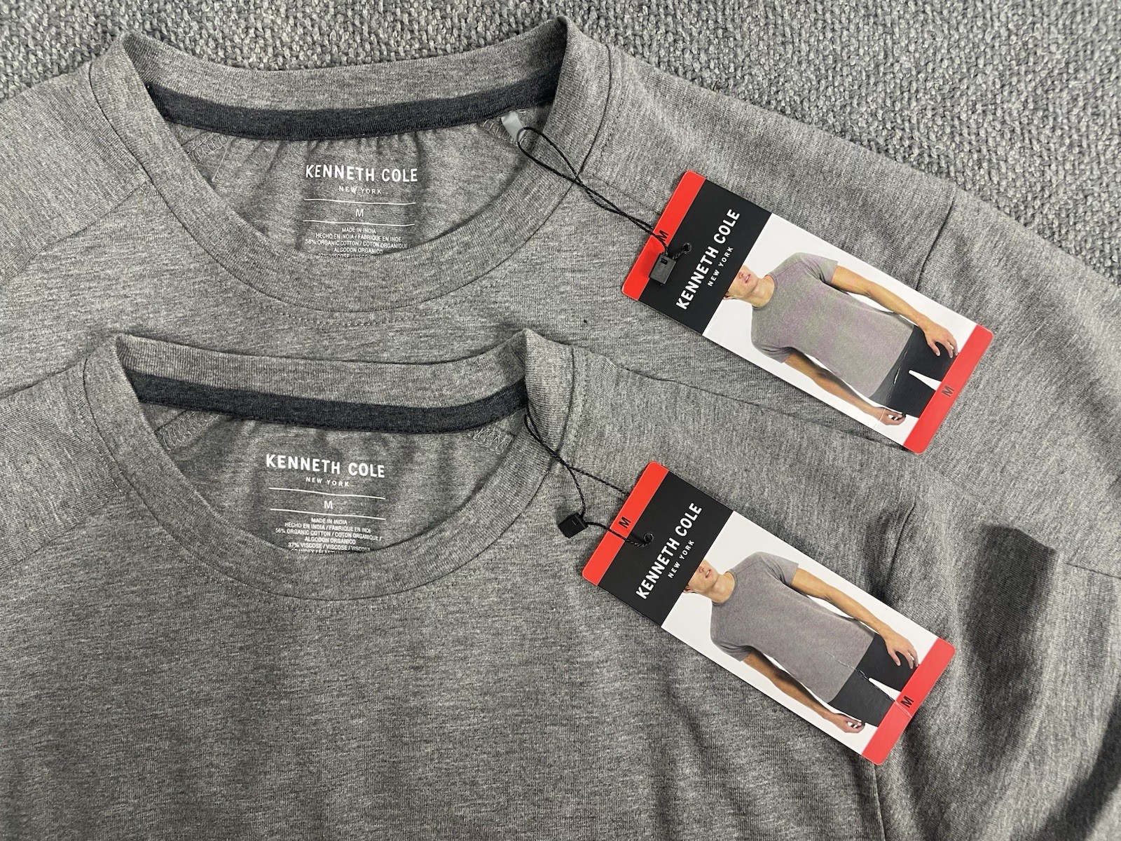 Kenneth Cole Men's Lot of 2 Gray SLIM FIT Tees Medium OR Large NWT gallery