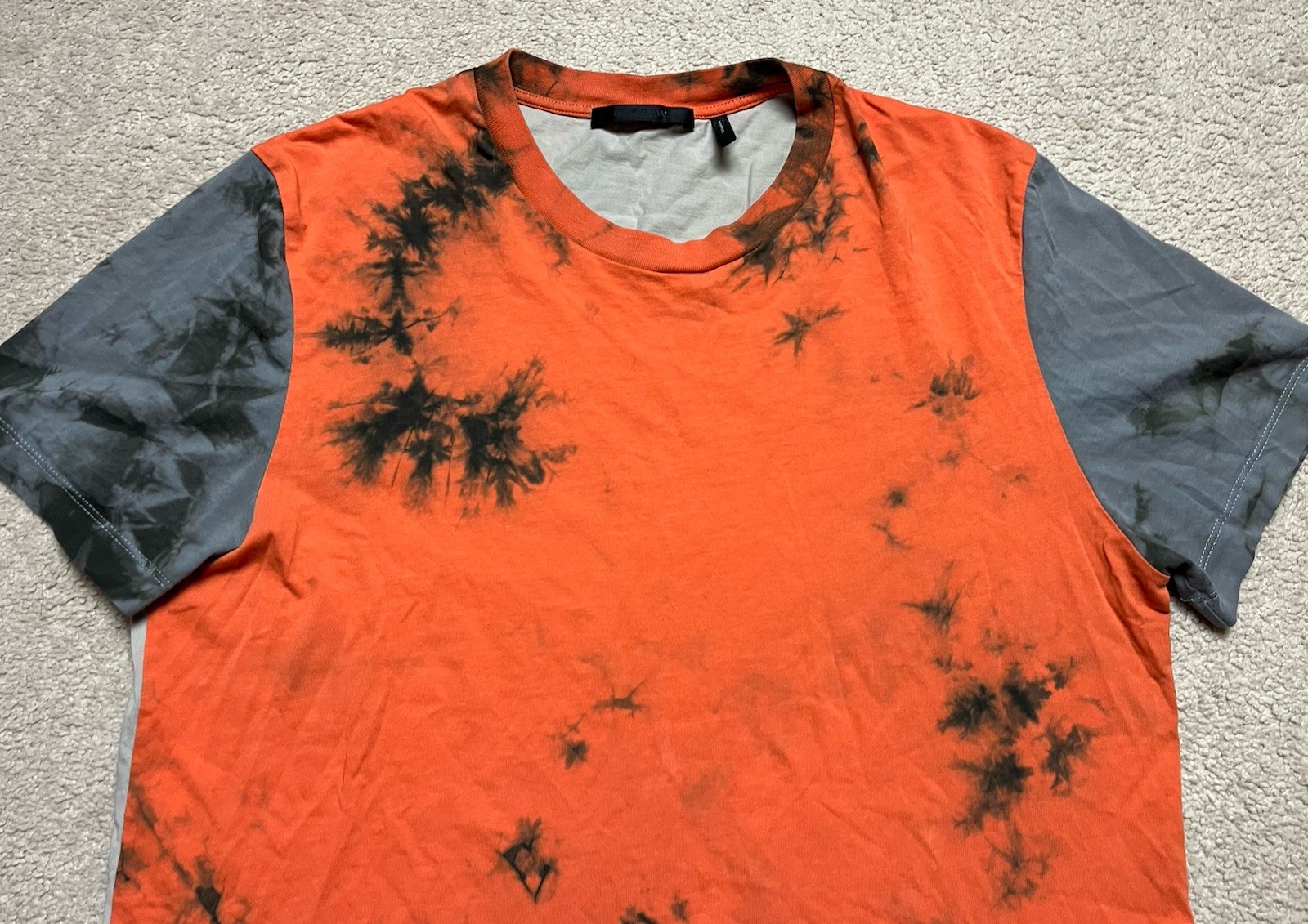 Helmut Lang Shirt Medium Tie Dye Cotton T-Shirt Orange Gray Designer City Cotton gallery