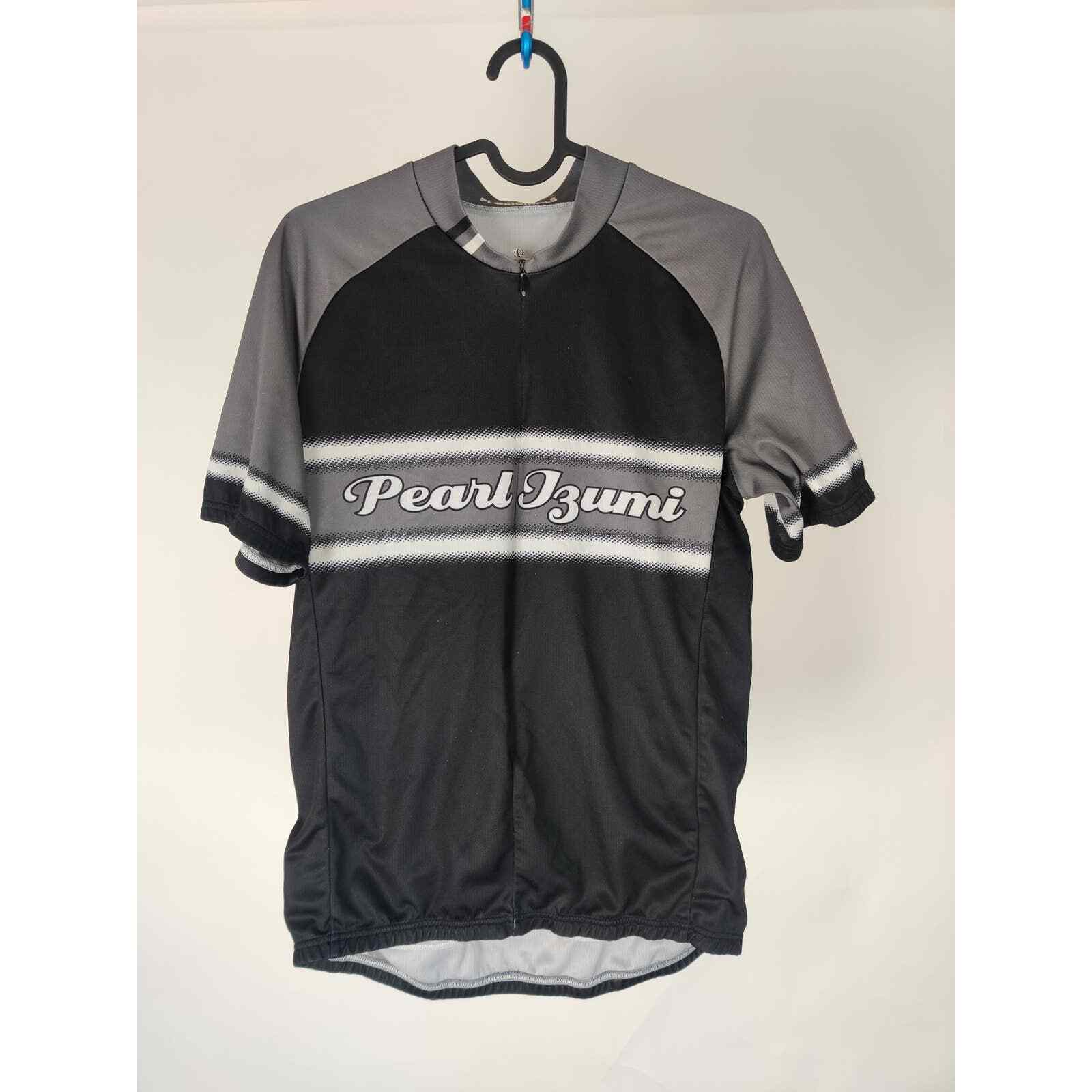 (V) Pear Izumi Men cycling jersey sport black/gray 3/4 zip sz M gallery