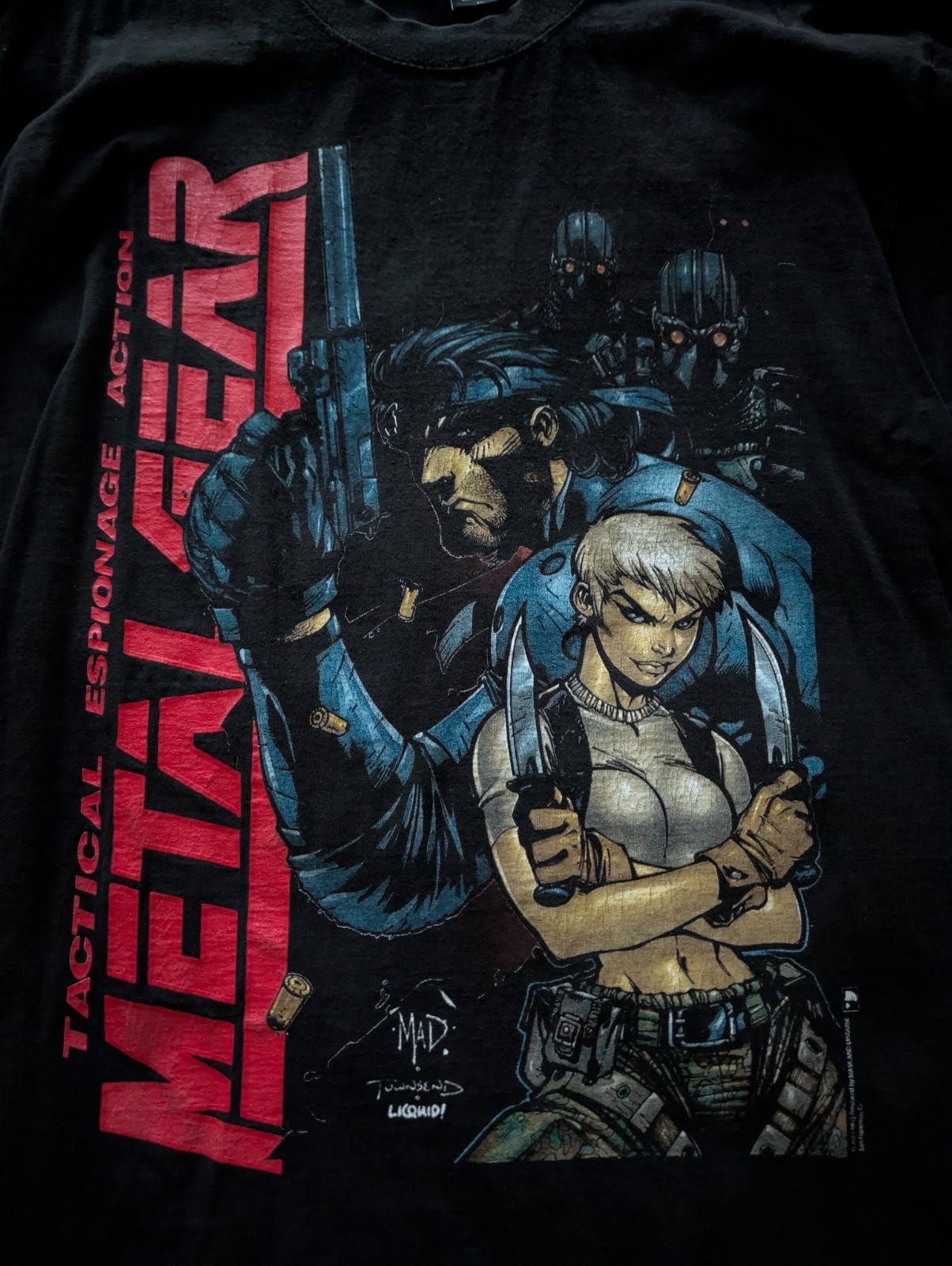 Metal Gear Solid MASK AND DISGUISE M.A.D. MGS SNAKE Shirt XXL Black Comic Heavy gallery