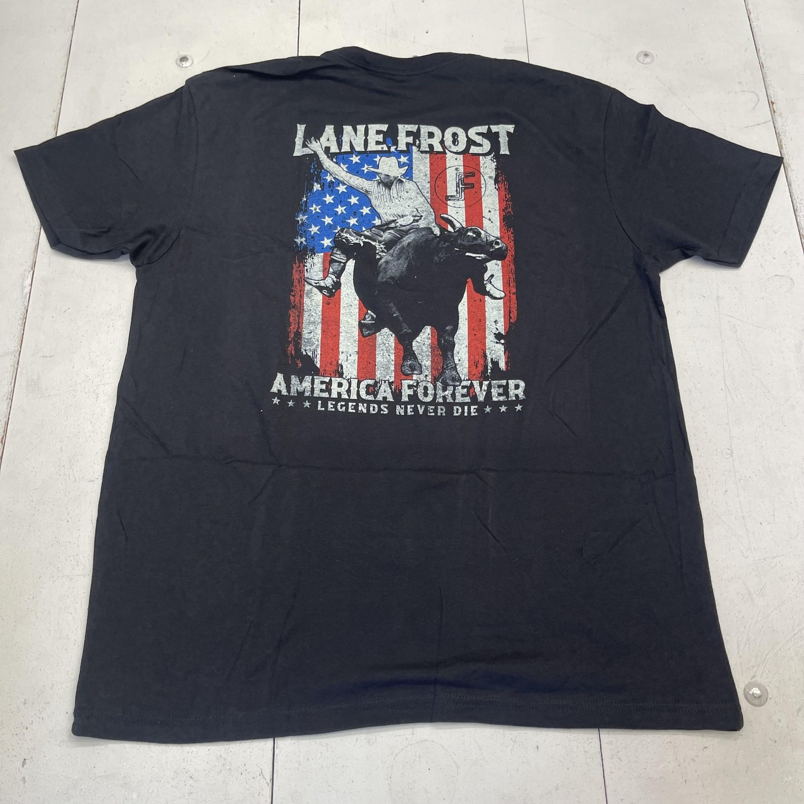 Lane Frost Shirt Mens XL Black America Forever Legends Never Die Graphic Tee gallery