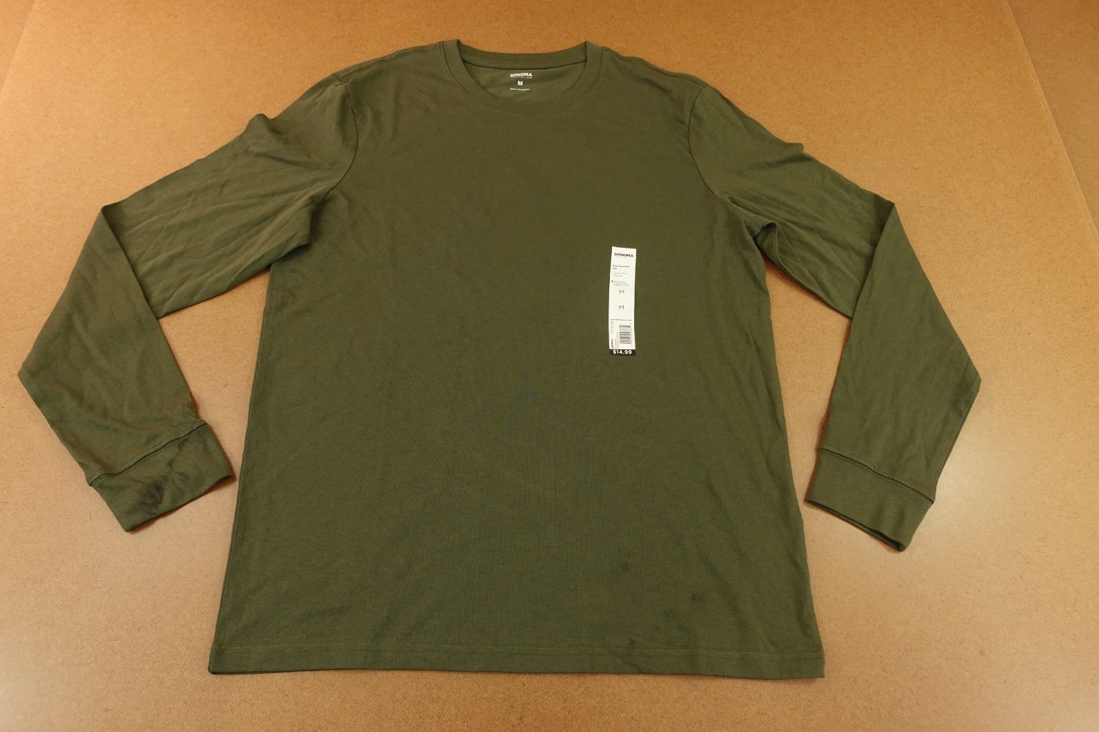 Sonoma Mens Size Medium Green Long Sleeve Crew Neck T-Shirt NWT