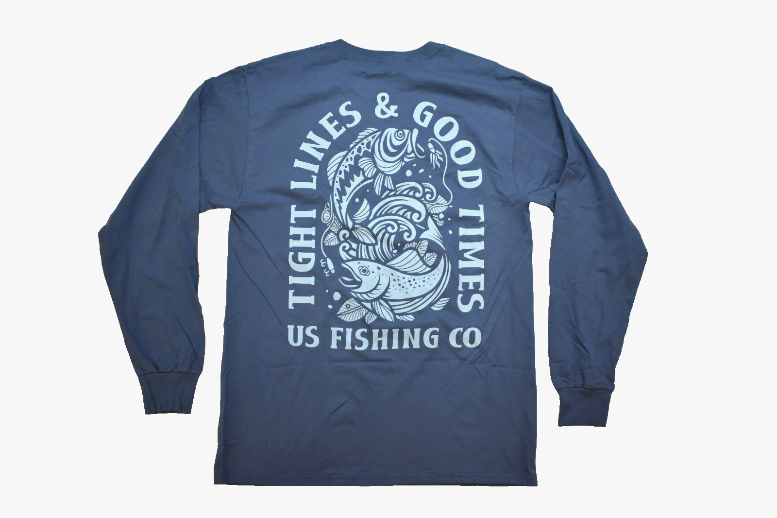 US Fishing Co. Mens Tight Lines, Good Times Long Sleeve Blue Shirt New S-XL gallery