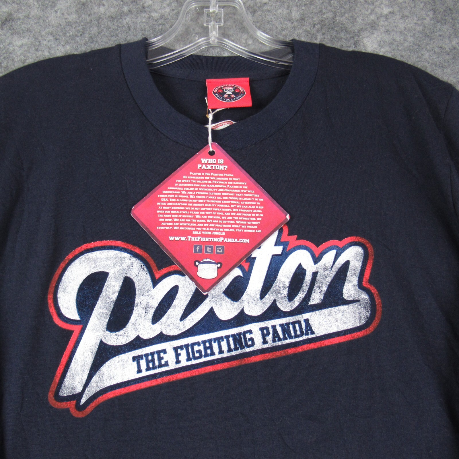 The Fighting Panda Shirt Mens Small Blue Long Sleeve T Shirt Pullover Cotton NWT gallery