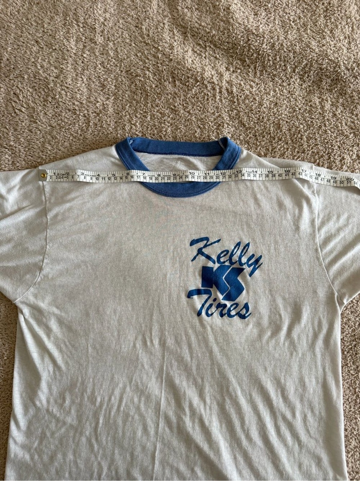 ⁠Vintage Kelly Tires Ringer T-Shirt 80s 90s Retro Automotive Graphic Tee Large gallery