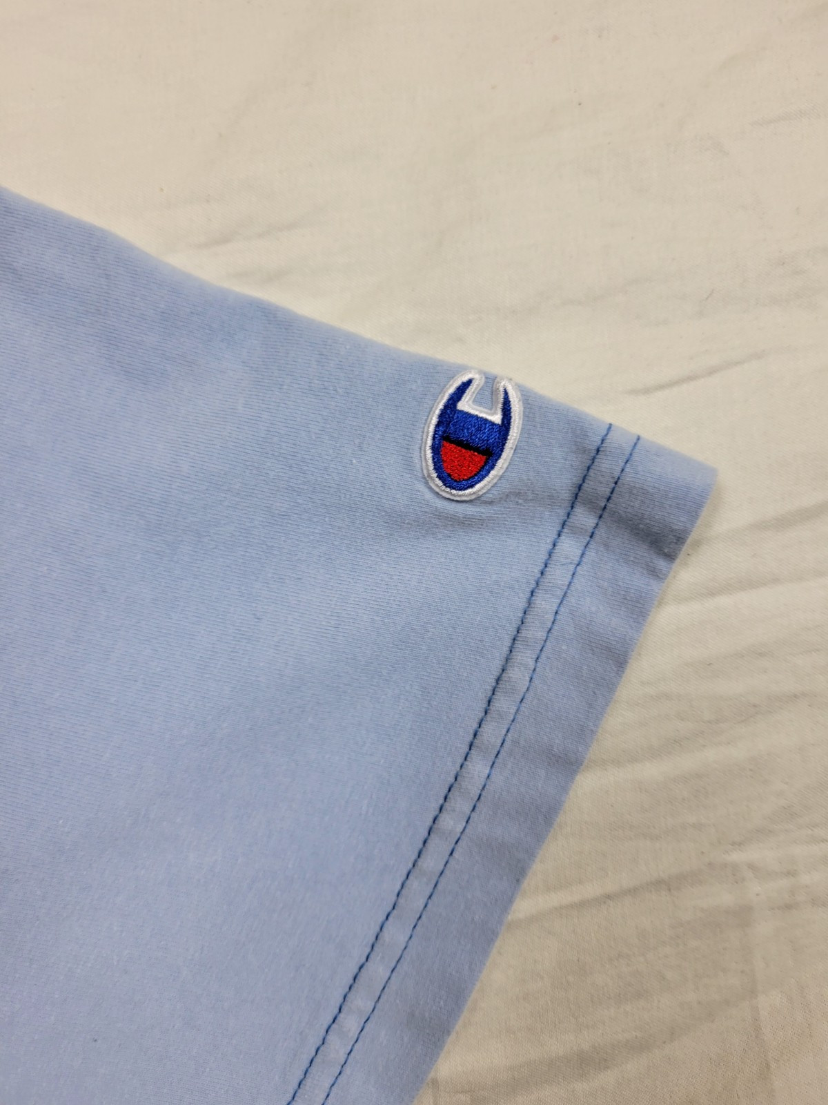 Champion Script Logo T-Shirt Size Large Blue Short Sleeve Graphic gallery