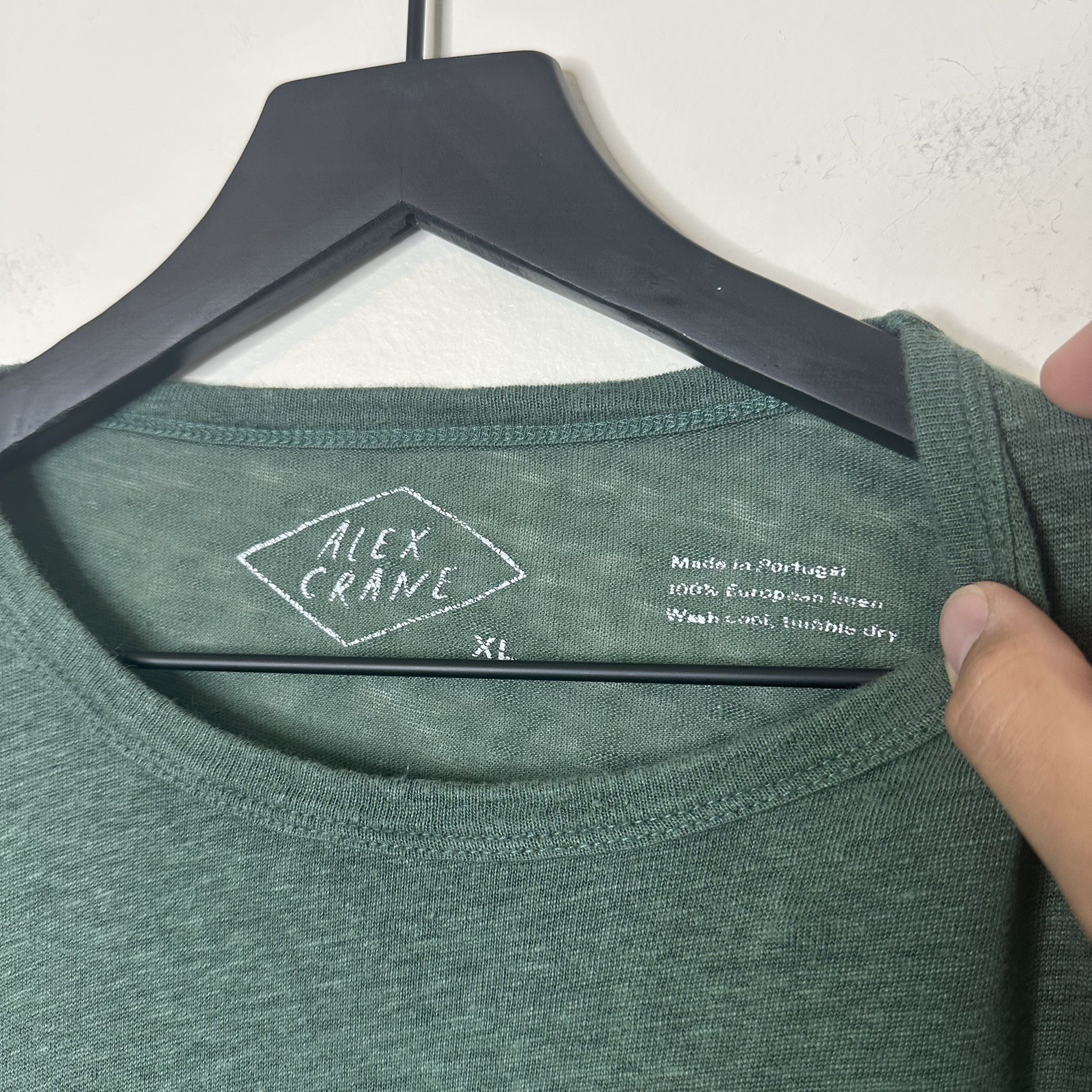 Alex Crane 100% Linen T Shirt Mens XL Essential Knit Sun Tee Jade Green Thin gallery