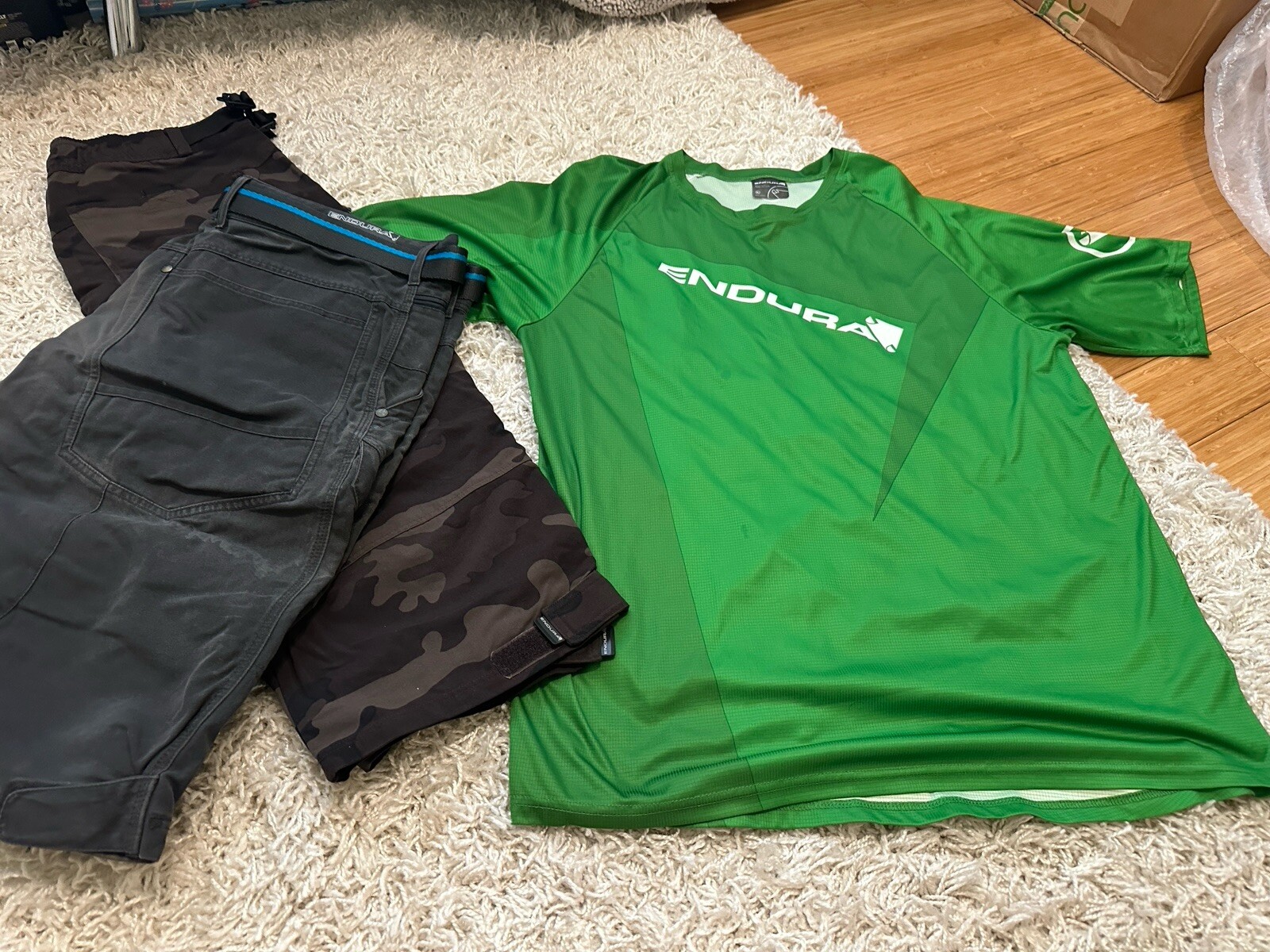 Endura Mountain Bike Shirt And Two Pairs Of Shorts XL And Large Well Used