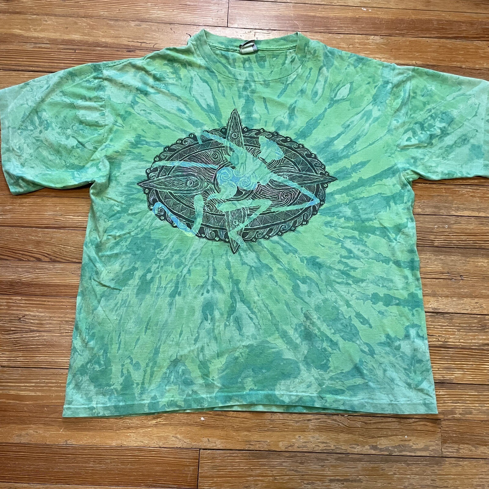 Vintage 90s Ocean Pacific T Shirt Size Large XL Surf Beach OP Tie Dye Art AOP