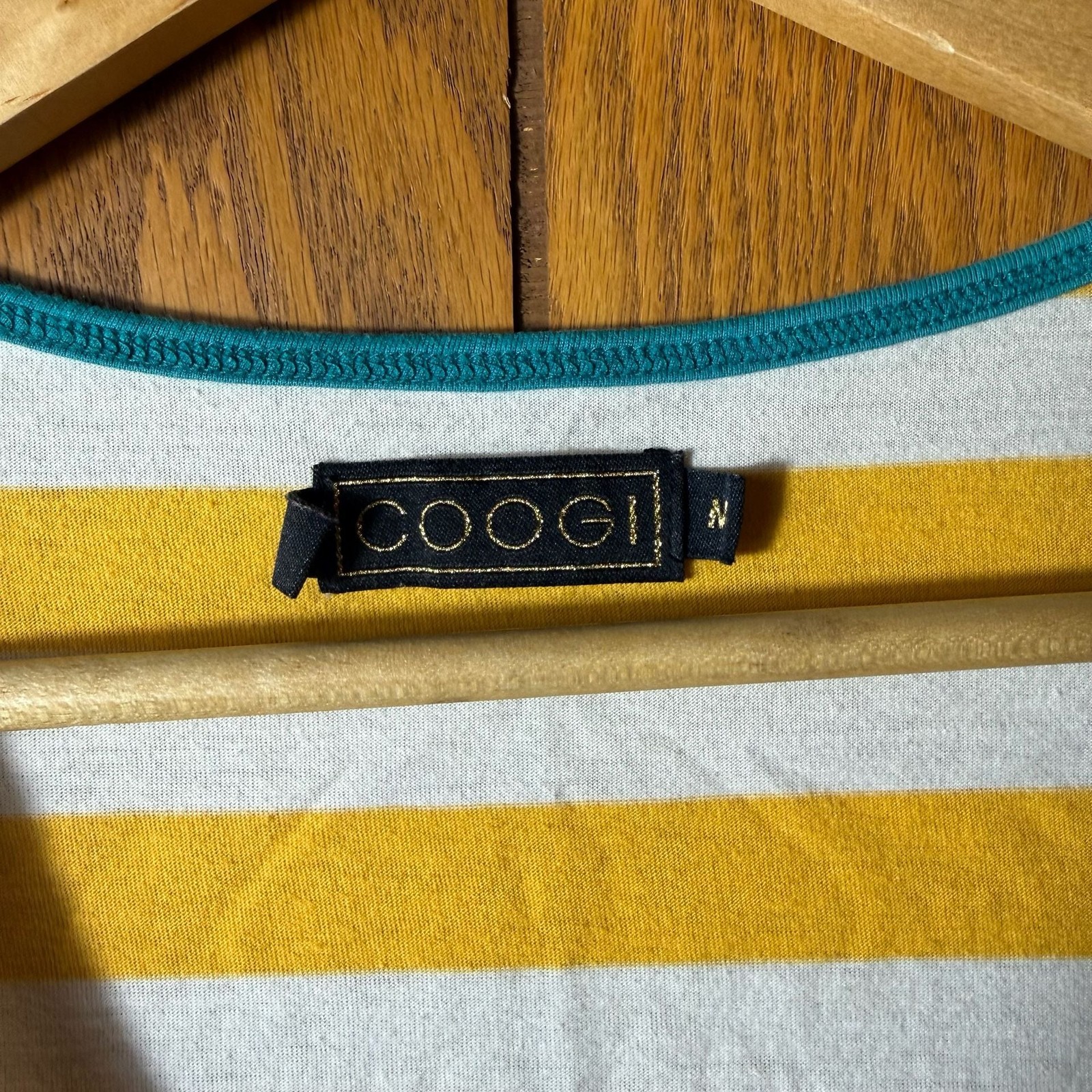 Coogi Vintage Striped Cold Shoulder Graphic Logo T-Shirt gallery