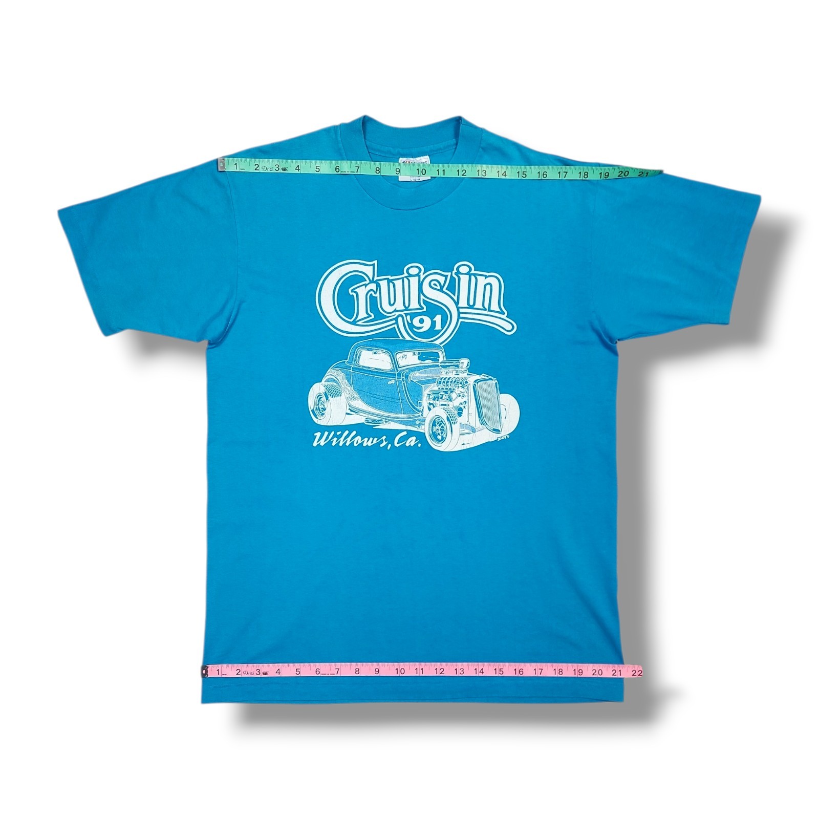 Vintage CRUISIN 1991 Willows, CA Street Rod Single Stitch Blue T-Shirt Men's L gallery