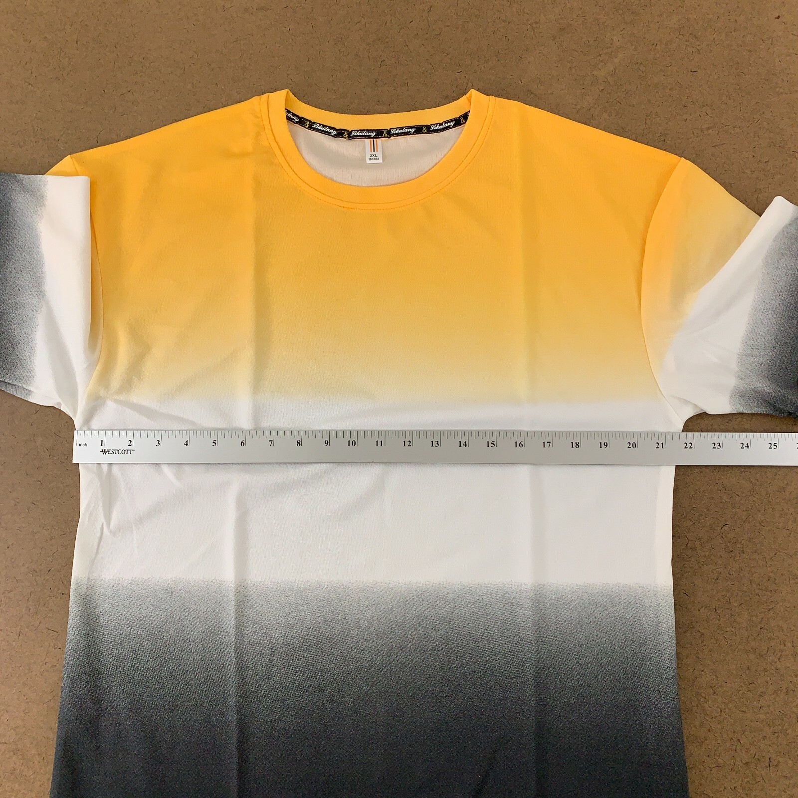 Likulang Men's Size 2XL Gray White Orange Short Sleeve Crew Neck T-Shirt NWT gallery