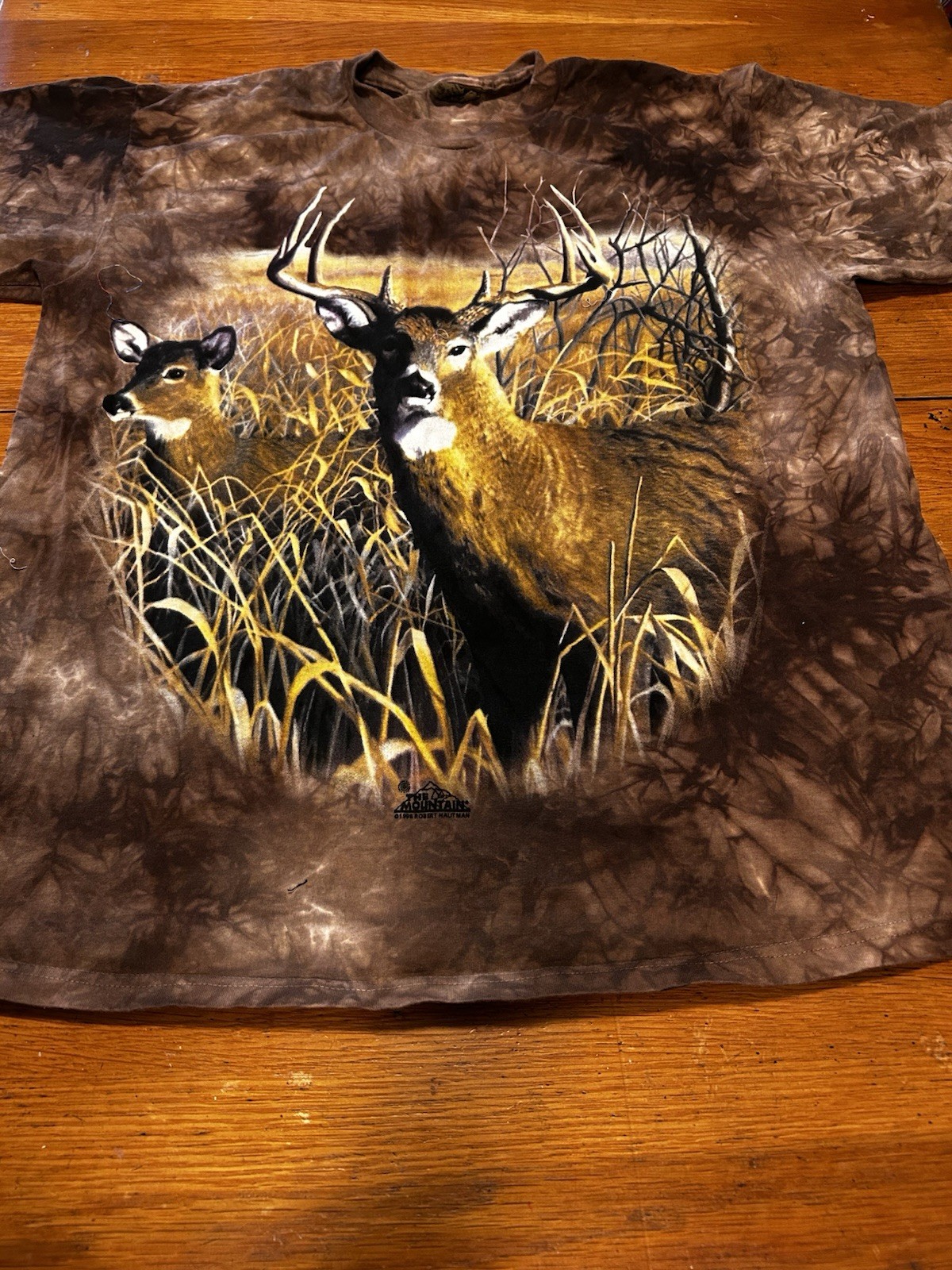 The Mountain XL T Shirt Vintage 90s Deer Stag Buck Robert Hautman Full Print gallery