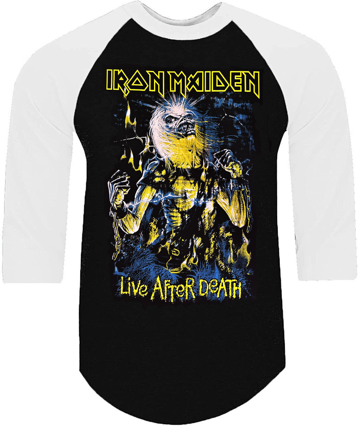 IRON MAIDEN LIVE AFTER DEATH PUNK ROCK SHIRT RAGLAN 3/4 SLEEVE B/W gallery