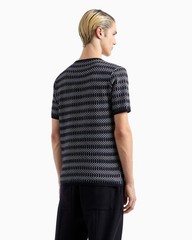 Armani Icon Virgin Wool Crew-Neck Jumper Op-Art Jacquard Size: XXL
