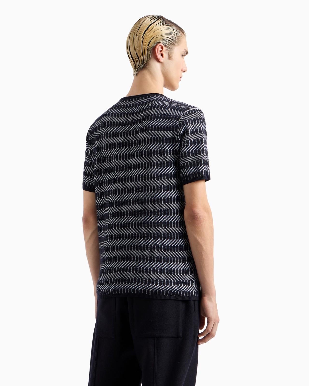 Armani Icon Virgin Wool Crew-Neck Jumper Op-Art Jacquard Size: XXL gallery