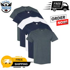 Gildan (5-pack) Solid Heavy Cotton Short Sleeve Blank Men T-Shirt S-3XL