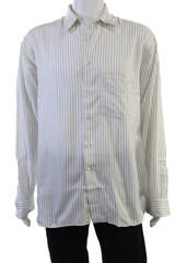 Lorenzini Mens Cotton Striped Point Collar Long Sleeve Dress Shirt Size M