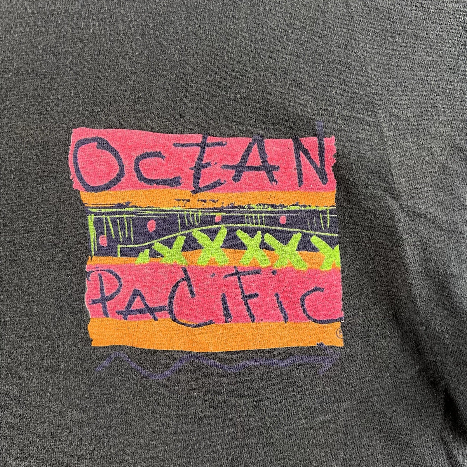 Vintage Ocean Pacific Shirt Mens Black Mint Green Layered 90s Surf Wave Tee OP gallery