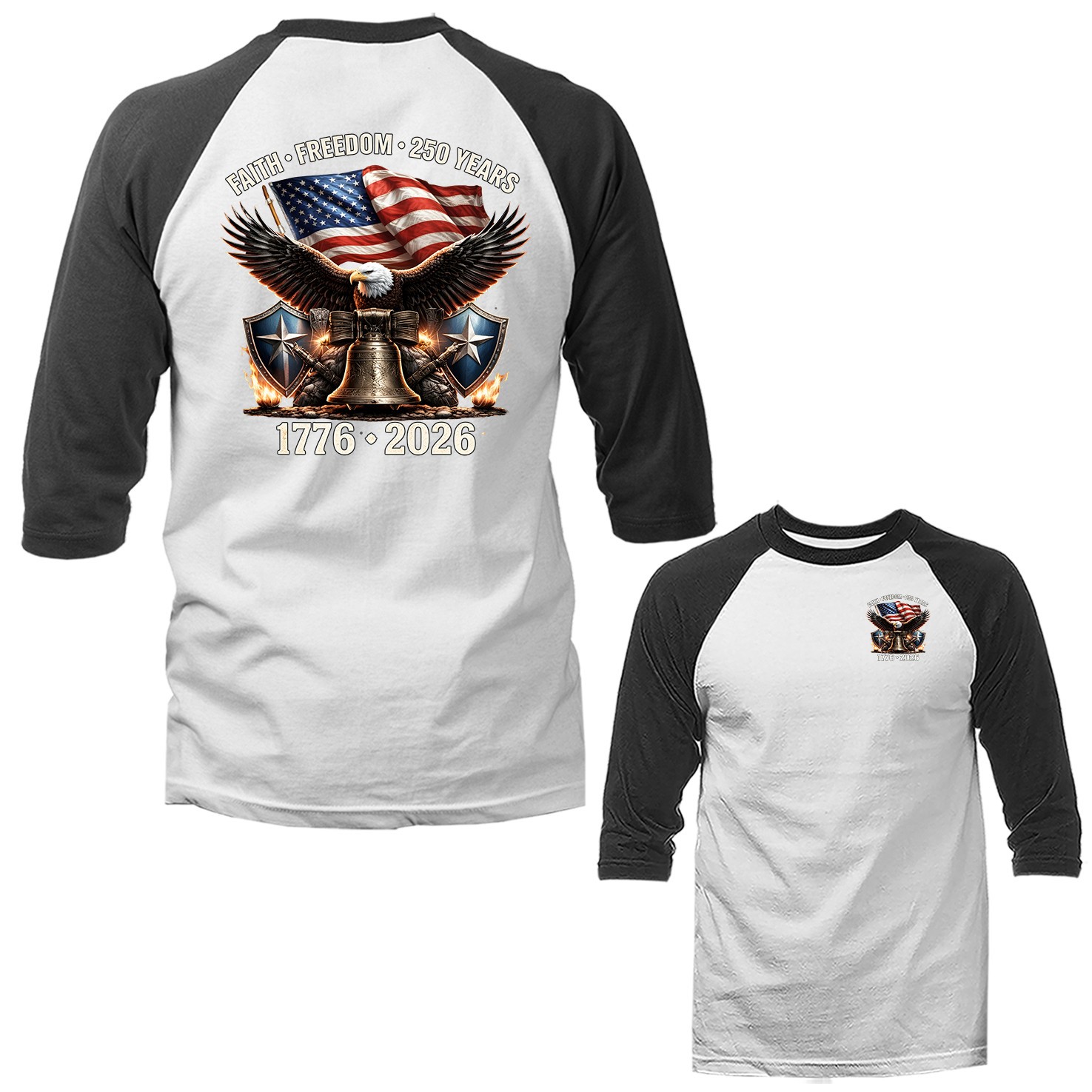 250 Years of Freedom Independence Day USA Patriotic 4th of July Raglan gallery