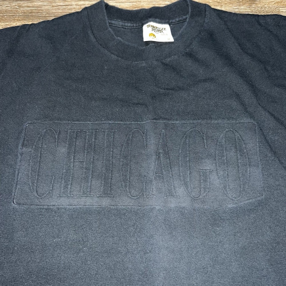 Vintage 90s Chicago Embossed Box Logo Tennessee River Gold Black Size Medium