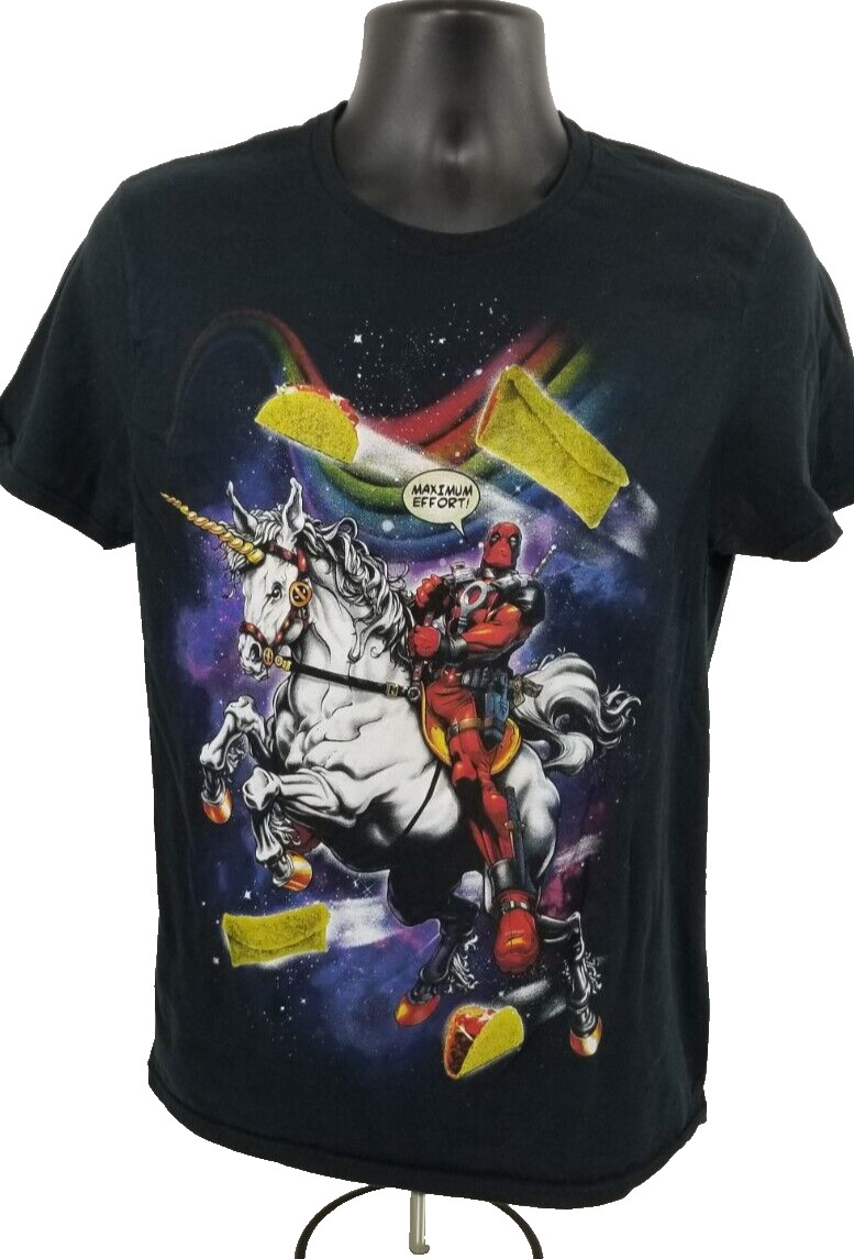 Marvell Maximum Effort T Shirt Mens Small Black Graphic Tee Dead Pool Unicorn
