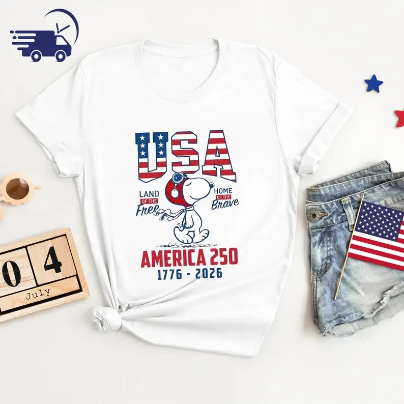Snoopy America 250 Anniversary Shirt, Patriotic Dog Cartoon Tee, America Celebra gallery