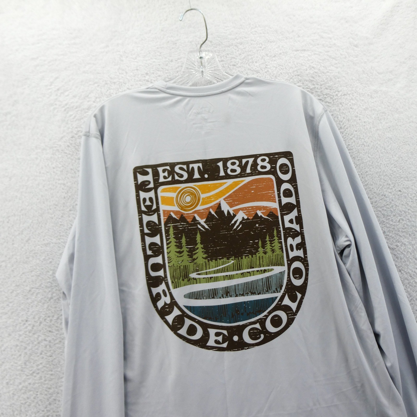 League Long Sleeve Shirt Men Large Telluride Colorado Gray Graphic Recycled Poly gallery