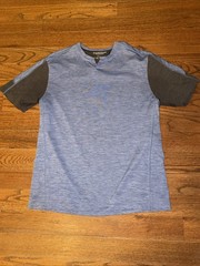 Caribbean Performance Men’s Large Quick-Dry Shirt Blue Gray Hiking Sports EUC