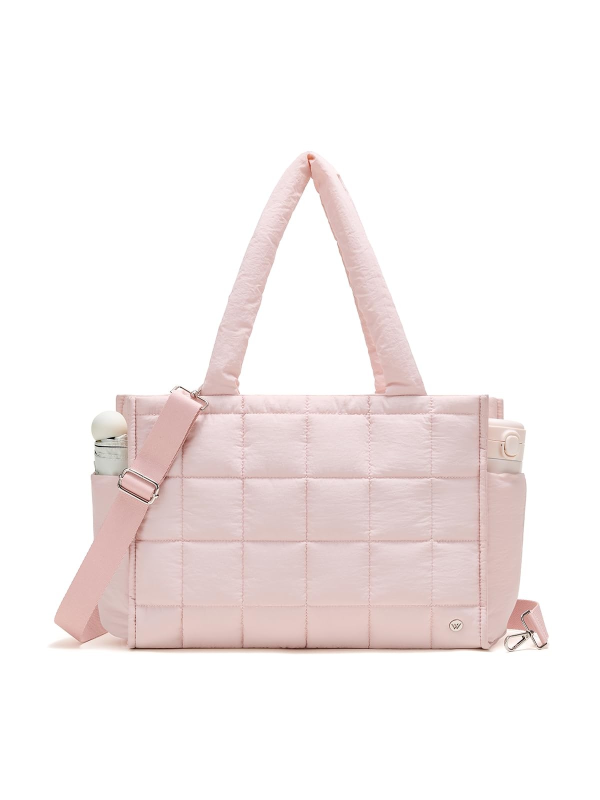 Quilted Puffer Tote Bag for Women, Lightweight Crossbody with Laptop Compartment