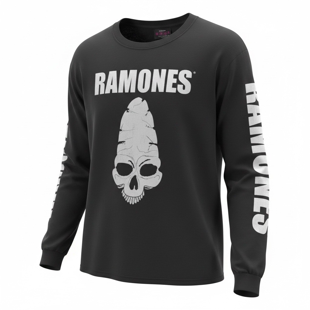 Ramones Long Sleeve Graphic Tee Black Skull Punk Rock Band Shirt Mens XL gallery