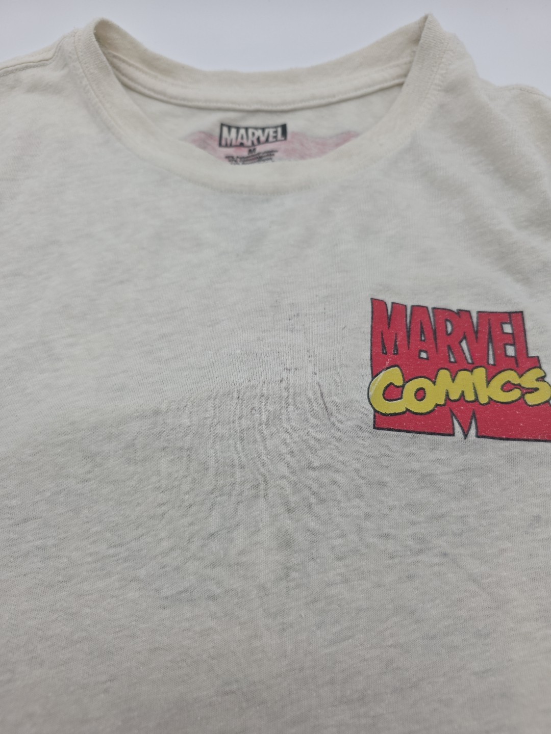 Marvel T-shirt Men Medium Beige Graphic Print Logo. #44367 gallery
