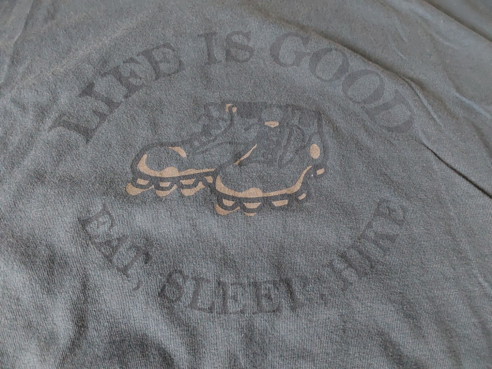 Life Is Good T Shirt Mens Size Large Blue Eat Sleep Hike Semi Fitted gallery