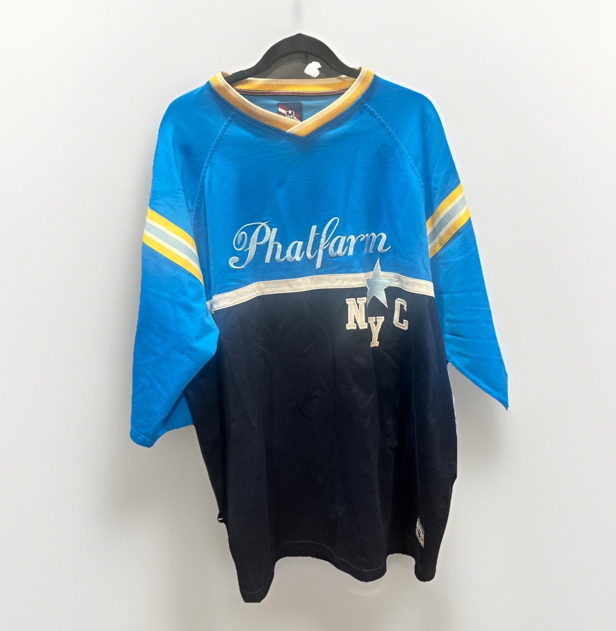 Phatfarm NYC Shirt Color-block Alma Mater Classic American Flava Y2K Hip Hop 2XL gallery