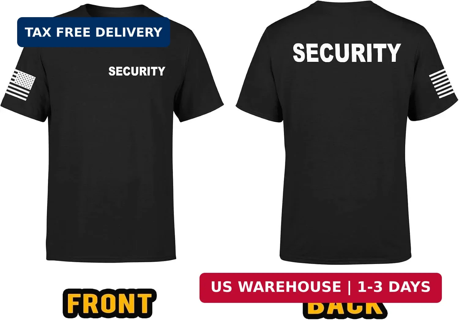 Veracco Security Guard Shirt for Men - Event Staff Uniform T-Shirt with USA Flag gallery
