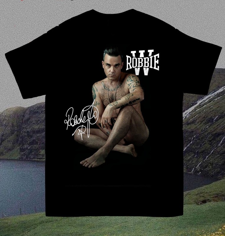 Hot Robbie Williams Signature T- Shirt Cotton Black S to 2345XL Gift Fans 16D419