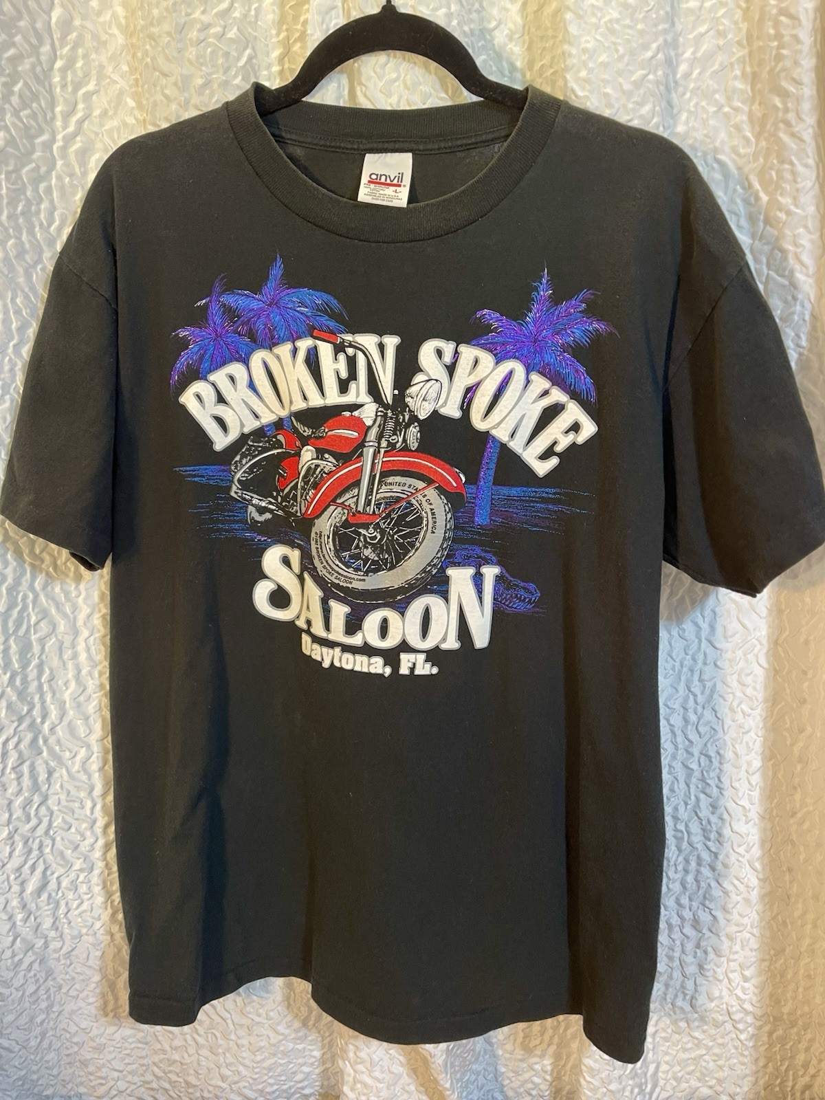 Vintage BROKEN SPOKE SALOON Single Stitch Bike Week motorcycle L Daytona 90s GUC gallery