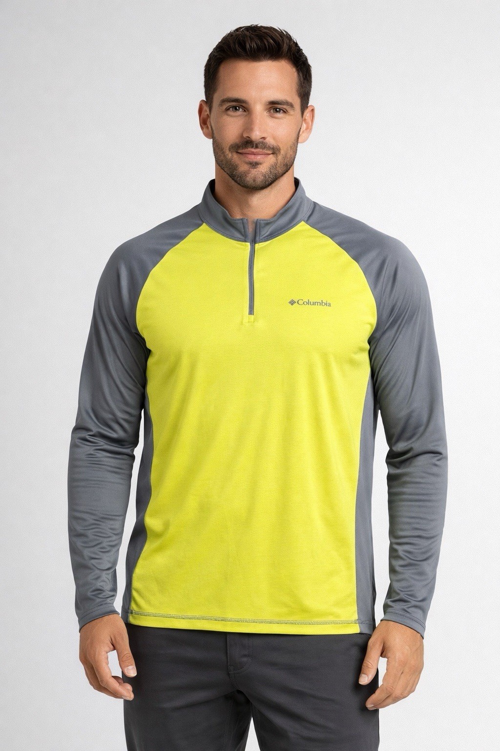 Columbia long sleeve Tee mens XL Omni Wick 1/4 zip shirt yellow gray performance gallery