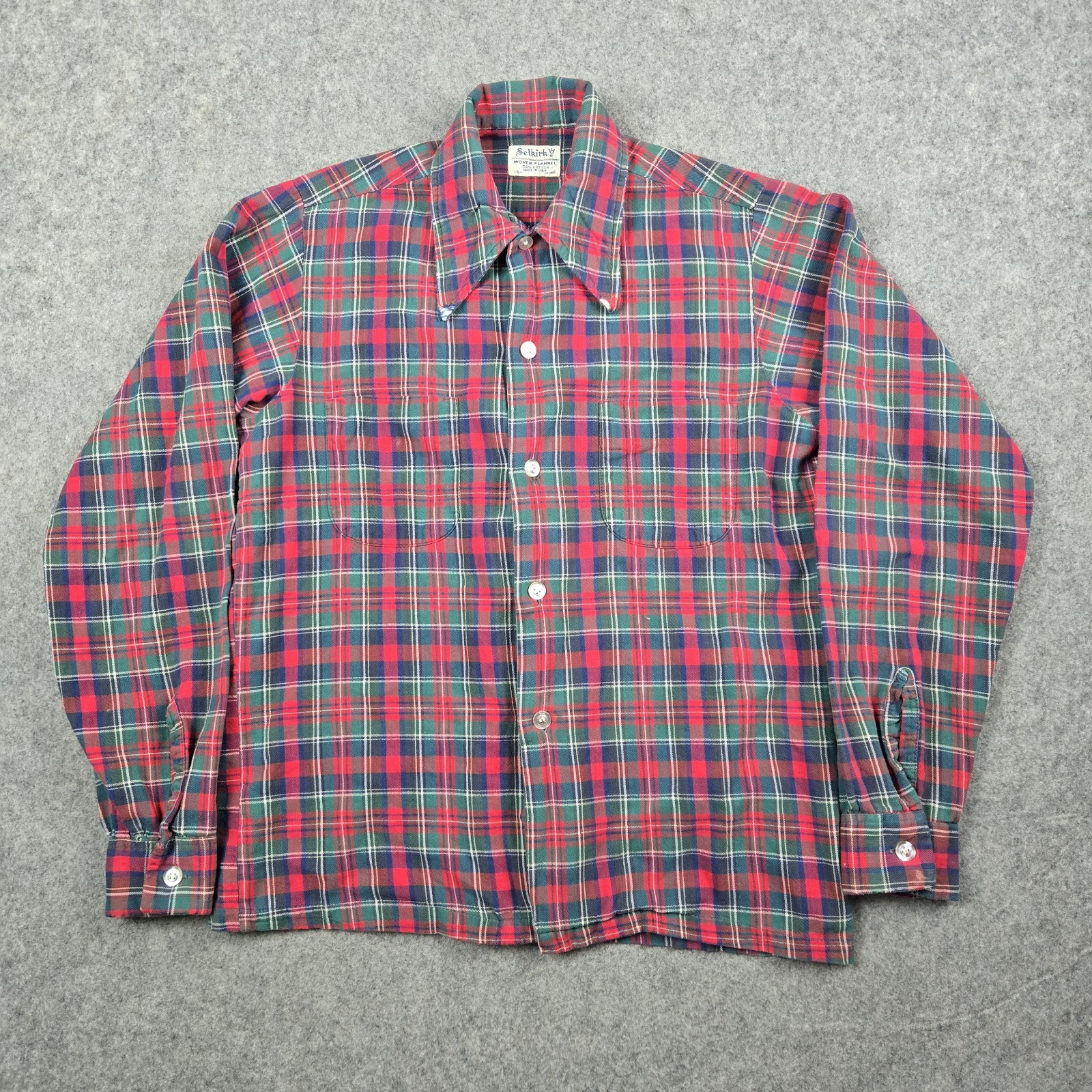 Vintage Selkirk Shirt Mens Small Red 70s 80s Button Up Plaid Woven Flannel USA gallery