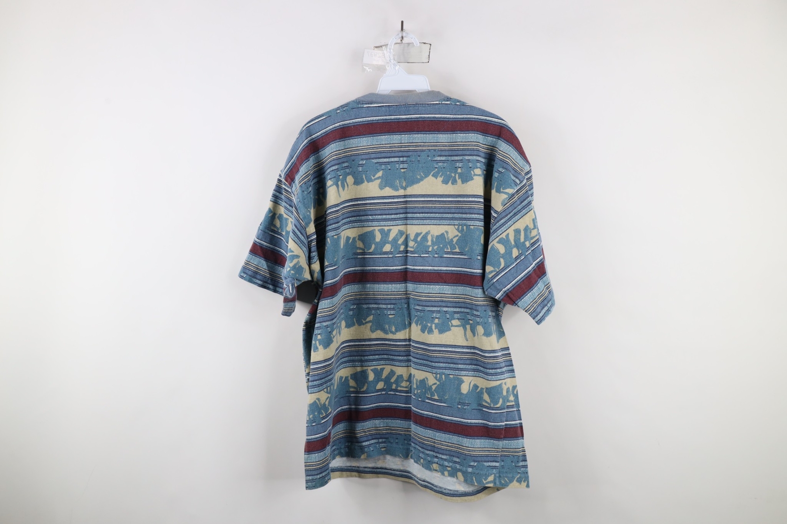 Vtg 90s Streetwear Mens Large Distressed Striped Color Block T-Shirt Cotton USA gallery