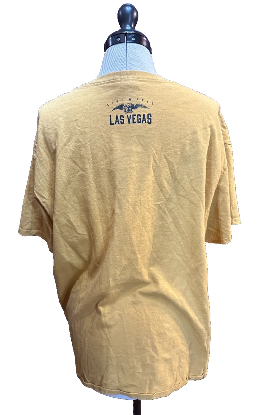 Unisex XL screen print gold tshirt - Las Vegas Live Free gallery