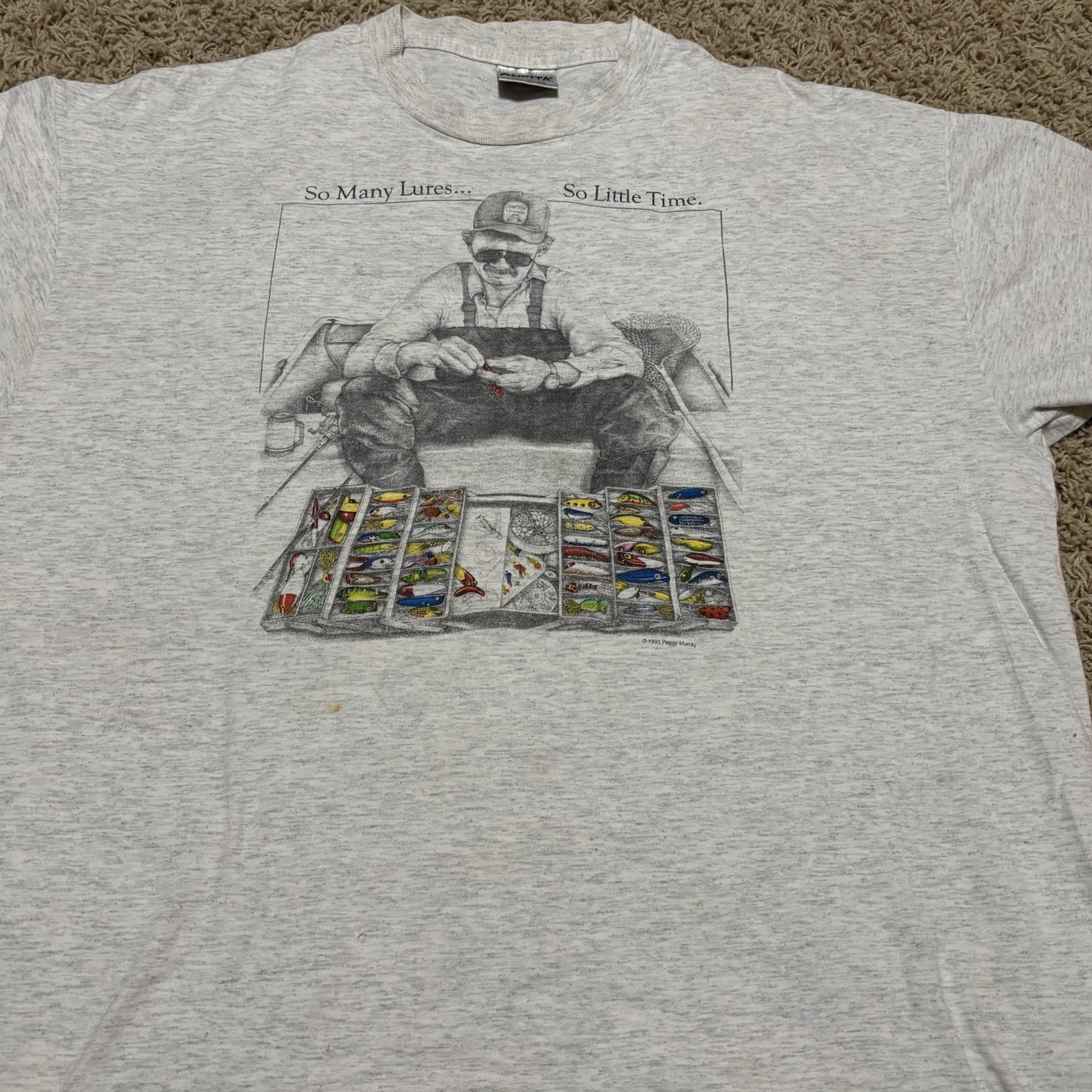 So Many Lures So Little Time Oneita Graphic T Shirt Men's Size XXL Made In USA gallery