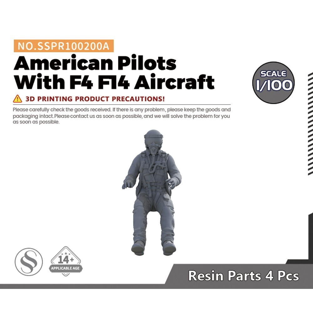 SSMODEL SSPR100200A 1/100 Modern American Pilots With F4 F14 Aircraft