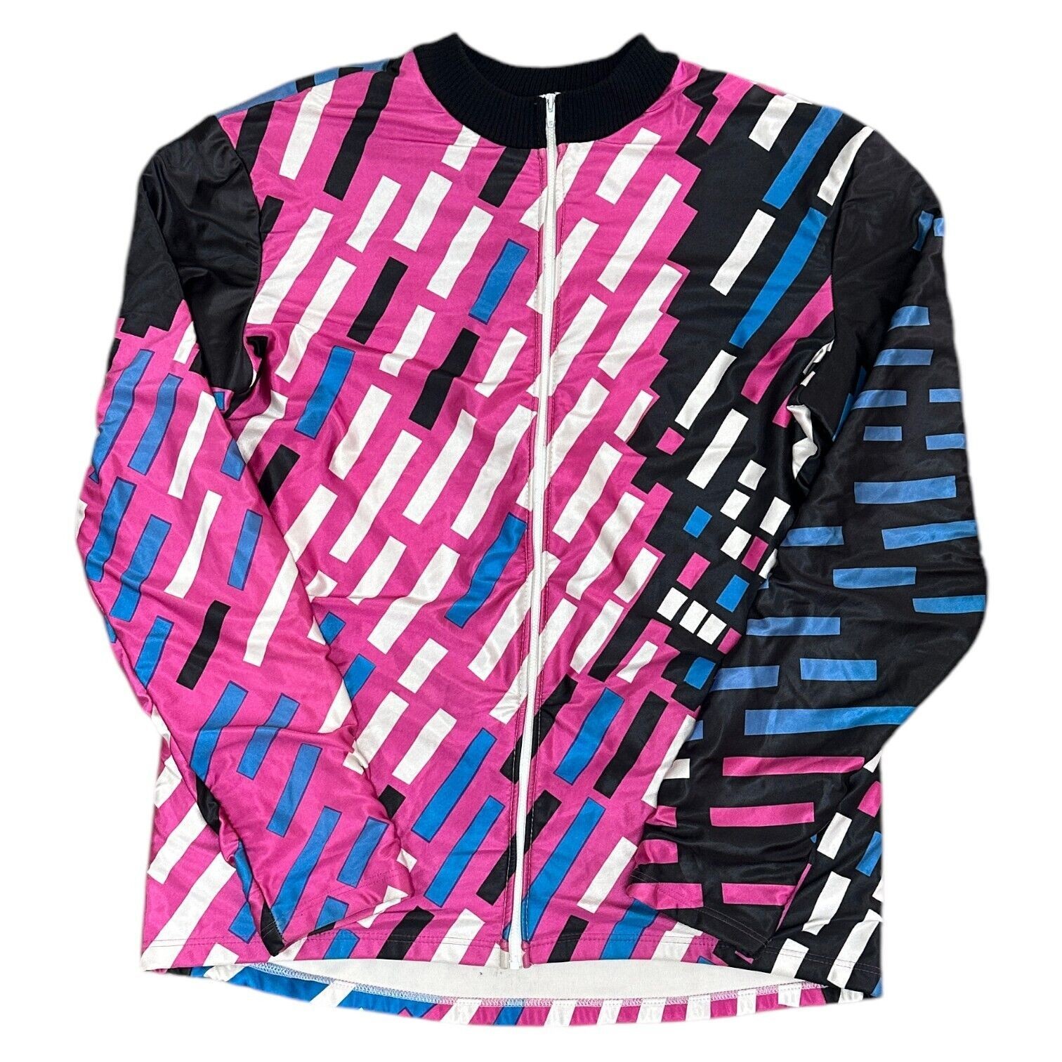 Vintage Cycling Jersey Top Full Zip Thick Warm Retro 90s Multicoloured Mens 3XL